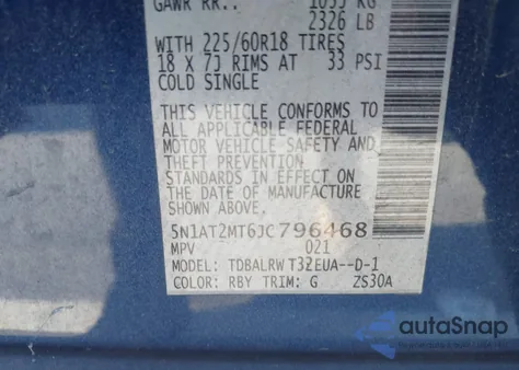 2018 Nissan Rogue Sl from USA, damaged, VIN 5N1AT2MT6JC796468